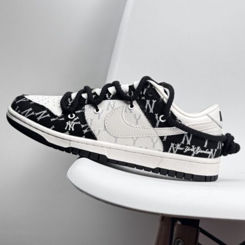 【AT8959】Nike Dunk Low ハイエンド カスタムスニーカー 黒と白のコントラストデザイン 高品質レザー | Nike Dunk