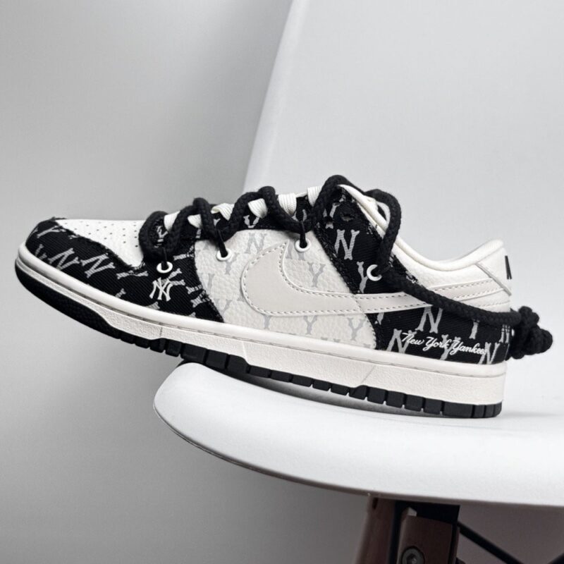 【AT8959】Nike Dunk Low ハイエンド カスタムスニーカー 黒と白のコントラストデザイン 高品質レザー | Nike Dunk