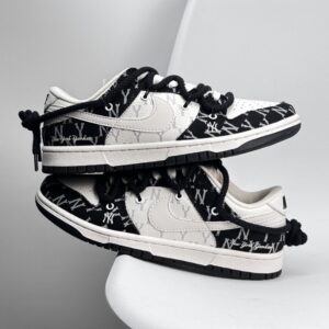 【AT8959】Nike Dunk Low ハイエンド カスタムスニーカー 黒と白のコントラストデザイン 高品質レザー | Nike Dunk
