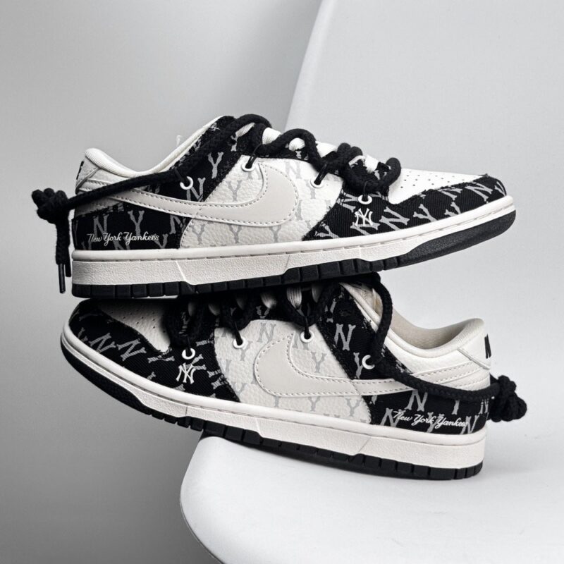 【AT8959】Nike Dunk Low ハイエンド カスタムスニーカー 黒と白のコントラストデザイン 高品質レザー | Nike Dunk