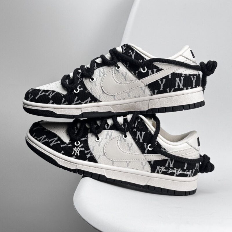 【AT8959】Nike Dunk Low ハイエンド カスタムスニーカー 黒と白のコントラストデザイン 高品質レザー | Nike Dunk