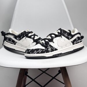 【AT8959】Nike Dunk Low ハイエンド カスタムスニーカー 黒と白のコントラストデザイン 高品質レザー | Nike Dunk