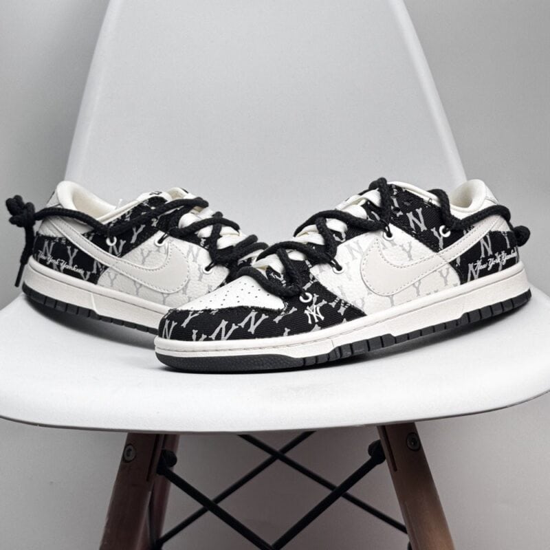 【AT8959】Nike Dunk Low ハイエンド カスタムスニーカー 黒と白のコントラストデザイン 高品質レザー | Nike Dunk
