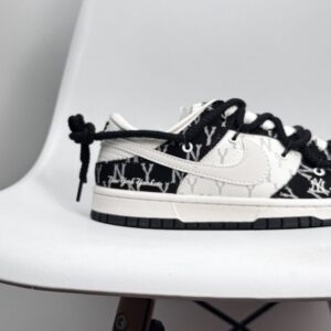 【AT8959】Nike Dunk Low ハイエンド カスタムスニーカー 黒と白のコントラストデザイン 高品質レザー | Nike Dunk
