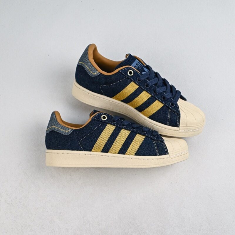 【AT8977】アディダスオリジナルススーパースター青白ゴールドスニーカー | Adidas Superstar