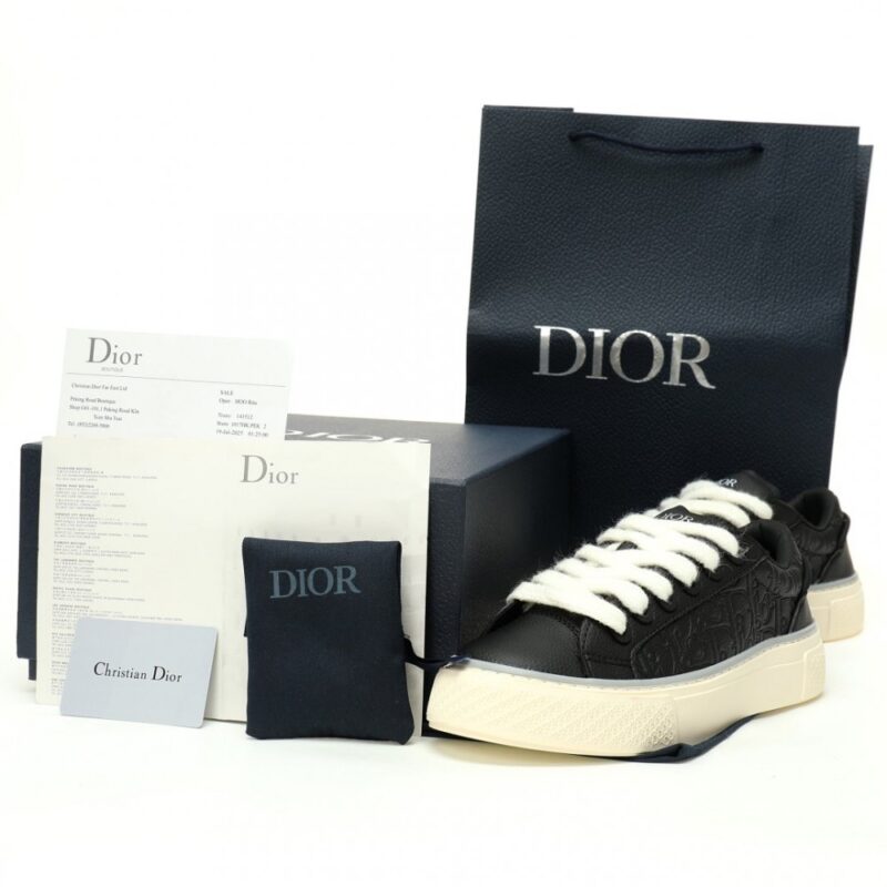 【AT9093】ディオールB33シリーズの贅沢なブラックカーフスキンスニーカー | Dior Paris