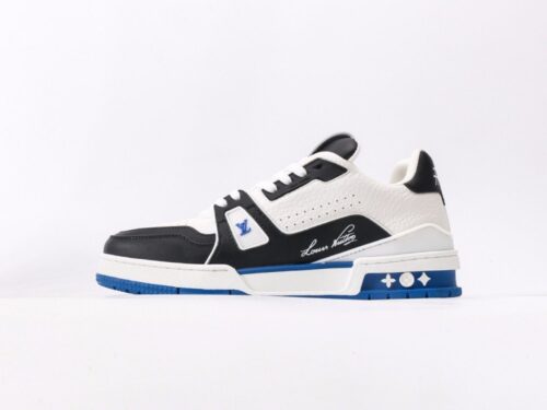 【AT9772】ルイ・ヴィトントレーナースニーカー ロー ブラックホワイトブルー 高品質レザーデザイン | Louis Vuitton x Nike