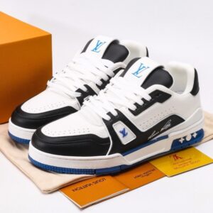【AT9772】ルイ・ヴィトントレーナースニーカー ロー ブラックホワイトブルー 高品質レザーデザイン | Louis Vuitton x Nike