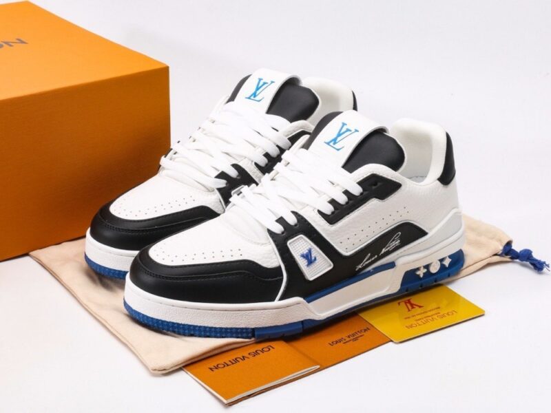 【AT9772】ルイ・ヴィトントレーナースニーカー ロー ブラックホワイトブルー 高品質レザーデザイン | Louis Vuitton x Nike